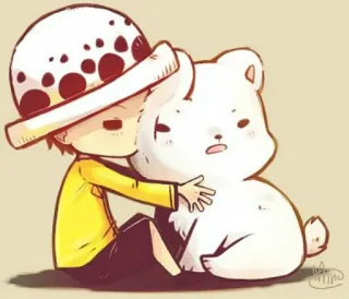 🤗 Trafalgar Law, Bepo One Piece Anime, Niedlich, Umarmen, Cartoon, One Piece, Trafalgar Law, Bepo telegram sticker