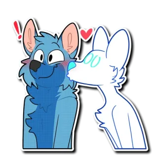 😘 furry, anthropomorphic, kiss, cute, love, cartoon, heart, blushing telegram sticker