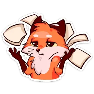 🙄 лиса, в замешательстве, бумаги, не уверен, мультфильм, животное telegram sticker