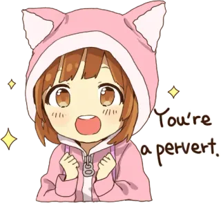 🤩 You're a pervert. Аниме, Девушка, Мультфильм, Извращенец, Оскорбительный telegram sticker