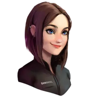 🙂 Sam SAMSUNG виртуальный ассистент, Samsung, AI, женщина, мультфильм, технологии telegram sticker