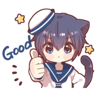 🍓 Good Anime, Gato, Fofo, Bom, Joinha, Sticker telegram sticker