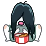 🍗 幽灵, 吃, 水桶, 长发, 动漫, 可爱, 恐怖 telegram sticker