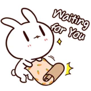 😀 Waiting for You Hase, Karotte, niedlich, wartend, Tier, Cartoon telegram sticker