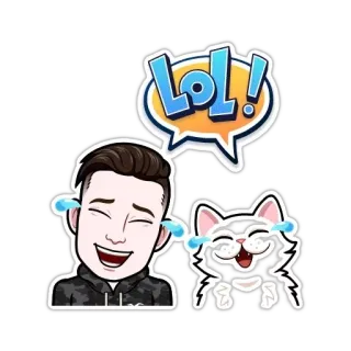 😂 LOL! ridere, gatto, faccia, lacrime, emoji, lol telegram sticker