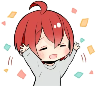 🥳 动漫, 快乐, 庆祝, 五彩纸屑, Q版 telegram sticker