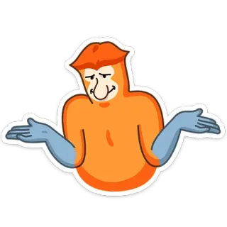 🤷‍♂️ singe, grand singe, haussement d'épaules, incertain, douteux, nasique, animal, dessin animé telegram sticker