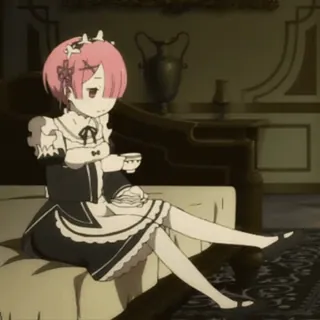 βοΈ Ram Re:Zero anime, maid, cute, ram, re zero, tea telegram sticker