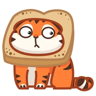 😐 tiger, toast, animal, cute, sticker, cartoon telegram sticker