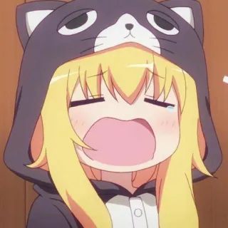 🍭 anime, chica, llorando, gato, sudadera con capucha, kawaii telegram sticker