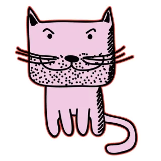 😎 кошка, мультфильм, розовый, животное, наклейка telegram sticker