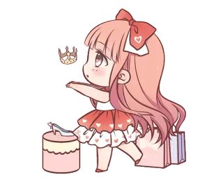 👠 chibi, carino, ragazza, corona, principessa, moda, shopping, kawaii telegram sticker