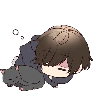 😴 спящий, чиби, кот, аниме, каваий, расслабляющий, милый whatsapp sticker