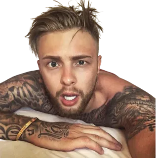 😱 uomo, tatuaggio, faccia, ritratto, persona, senza maglietta telegram sticker