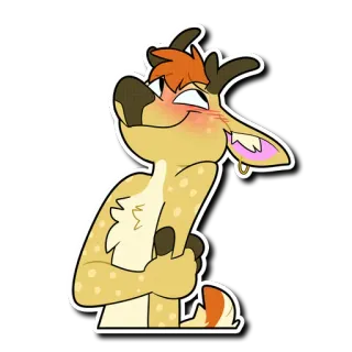 😳 cerf, animal, dessin animé, poilu, mignon, personnage, illustration telegram sticker