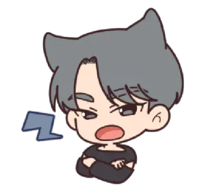 😒 cartoon, sleepy, cat ears, anime style, chibi, cute, animated telegram sticker