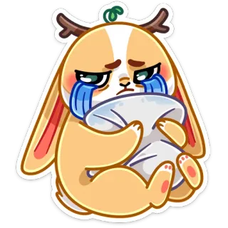 😭 triste, llorando, conejo, kawaii, anime, dibujos animados telegram sticker