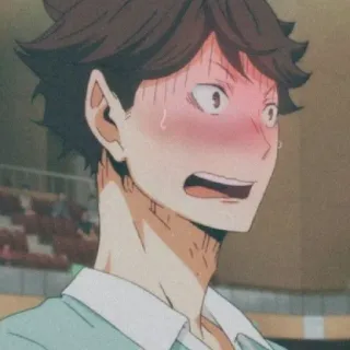 🦉 Oikawa Tooru Haikyuu!! Аниме, Haikyuu, Ойкава, Тоору, Смущенный, Румянец telegram sticker