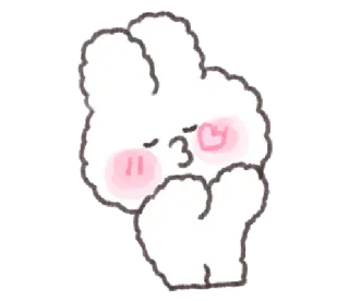 💬 coelho, fofo, kawaii, beijo, coração, desenho animado, animal whatsapp sticker
