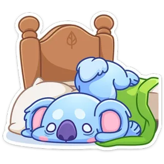 🫠 koala, dormire, letto, cartoni animati, carino, animale, rilassarsi telegram sticker