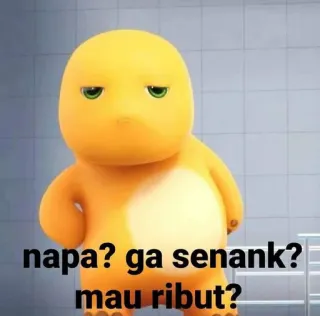 ➖ napa? ga senank? mau ribut? マンガ, 恐竜, 黄色, 可愛い, 面白い, テキスト whatsapp sticker