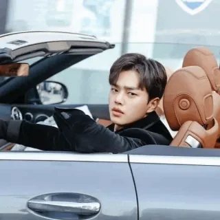 🗝 uomo, auto, cabriolet, coreano, bello, guida, maschio telegram sticker
