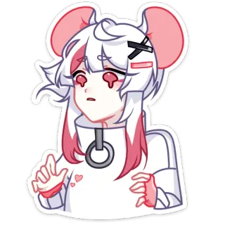 😭 Anime, Topo, Cartone animato, Personaggio, Rosa, Bianco whatsapp sticker