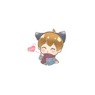 😘 CHU Chibi, Niedlich, Katzenohren, Herz, Kawaii whatsapp sticker