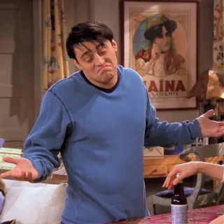 🤷‍♂️ Joey Tribbiani Friends programma tv, sitcom, attore, divertente, gesto, alzata di spalle, attore, celebrità, italiano telegram sticker