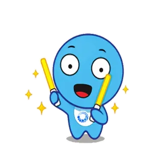 😊 personaggio, cartone animato, carino, blu, che saluta, mascotte telegram sticker
