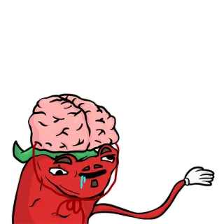🧠 뇌, 만화, 캐릭터, 빨간색, 머리띠 telegram sticker