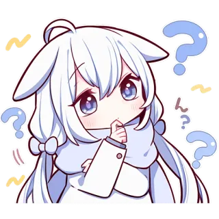 🤔 애니메이션, 소녀, 질문, 귀여운, 치비, 카와이이 whatsapp sticker