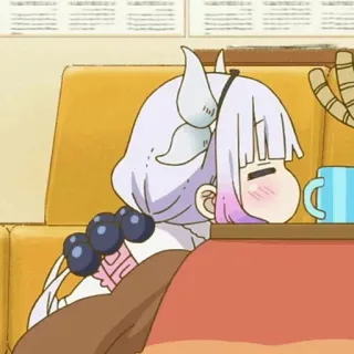 🍬 Kanna Kamui Miss Kobayashi's Dragon Maid 애니메이션, 칸나, 드래곤 메이드, 자는, 귀여운 whatsapp sticker