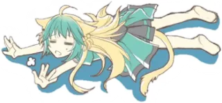😴 Anime, Chica gato, Acostada, Durmiendo, Lindo telegram sticker