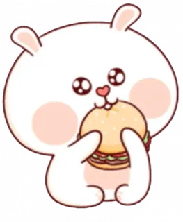 🍔 кролик, бургер, еда, милый, кавай, мультфильм, животное telegram sticker