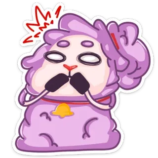😳 mouton, mignon, animal, dessin animé, autocollant, violet, expression, personnage telegram sticker