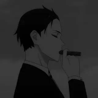 💸 anime, man, suit, smoking, cigarette, profile, dark, serious whatsapp sticker