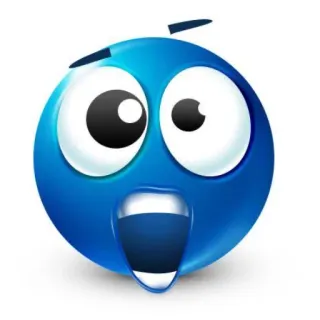 😲 Emoji, Bleu, Drôle, Choqué, Dessin animé telegram sticker