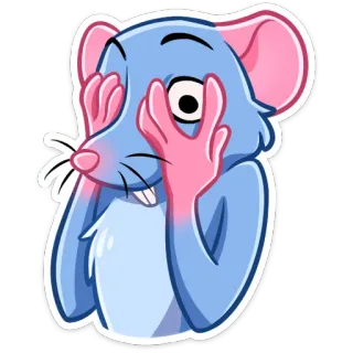 🤭 ratón, animal, dibujo animado, lindo, mirar, tímido, juguetón telegram sticker