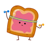 💪 Torrada, Comida, Desenho animado, Exercício, Halterofilismo, Engraçado, Fofo telegram sticker