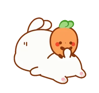 🥕 thỏ, cà rốt, dễ thương, động vật, kawaii, hoạt hình whatsapp sticker