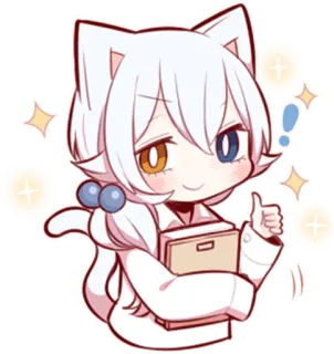 👍 девочка-кошка, аниме, манга, чиби, иллюстрация, милый telegram sticker
