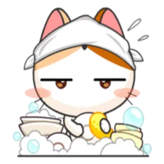 🍽 gato, desenho animado, fofo, banho de espuma, sabão, kawaii telegram sticker