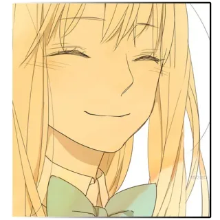 😇 Anime, Chica, Dibujo animado, Sonrisa, Linda, Pelo rubio telegram sticker