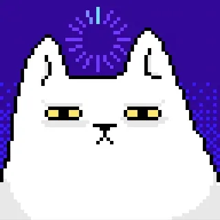 😐 แมว, พิกเซลอาร์ต, สัตว์, มีม, น่ารัก, แมวขาว, ภาพประกอบ telegram sticker
