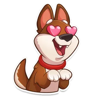 😍 anjing, anak anjing, mata hati, cinta, lucu, hewan, stiker telegram sticker