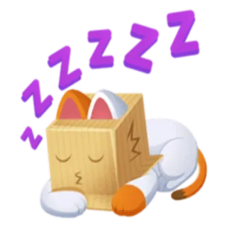 😴 ZZZZ gato, dormindo, caixa, desenho animado, animal, animal de estimação whatsapp sticker