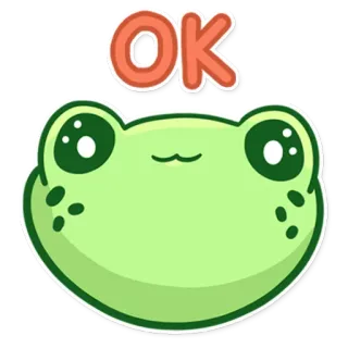 🆗 OK лягушка, милый, каваий, ок, животное, мультфильм telegram sticker