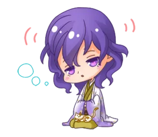 😴 Anime, Chibi, Gatto, Carino, Capelli viola, Manga telegram sticker
