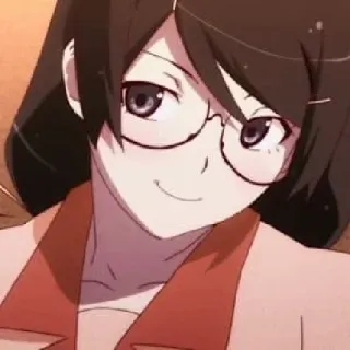 🧿 Hanekawa Tsubasa Monogatari Anime, Mädchen, Brille, Süß, Lächelnd telegram sticker
